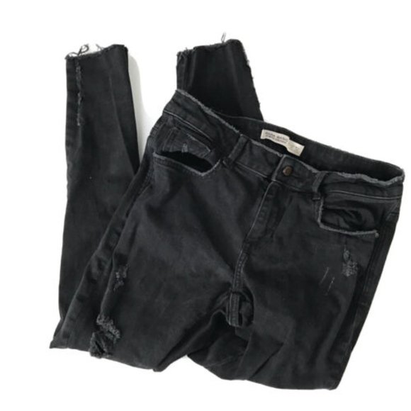 Zara Black Distressed Jeans